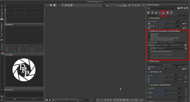Correzione obiettivo